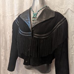 Fun Vintage Black Suede Fringe Jacket by Wilson Leather Experts